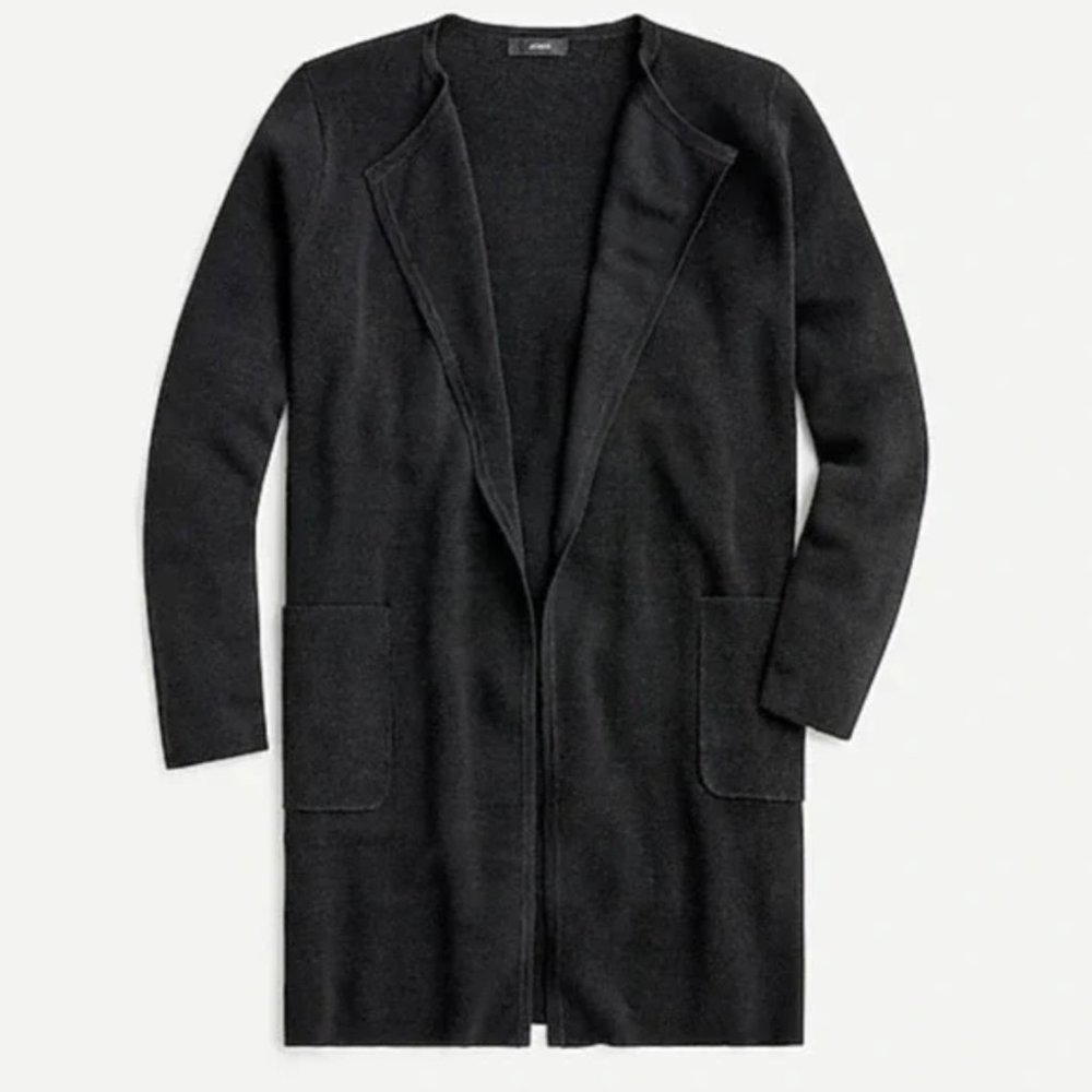 J. Crew Black Juliette Collarless Sweater-Blazer - M